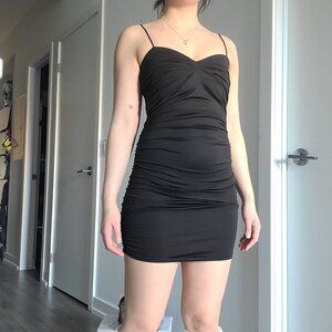 Black Ruched Bodycon Tank Mini Summer Dress